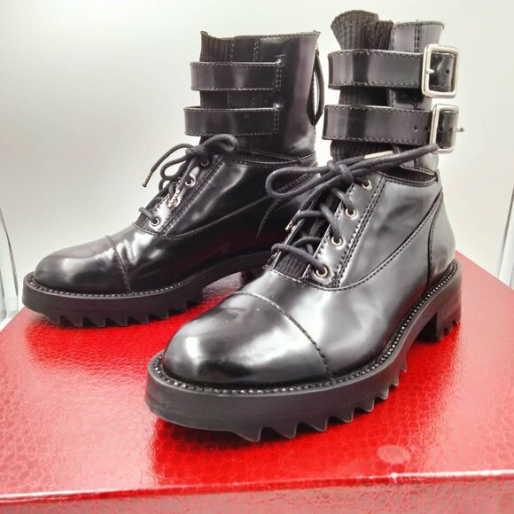 Tamara Mellon Military Abrasivato Combat Boots in Black 37 7 - Picture 4 of 15